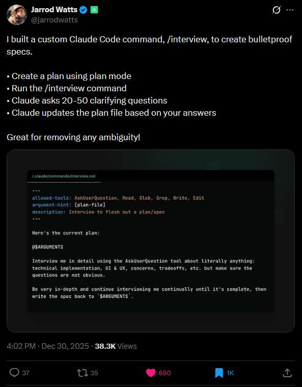 Custom /interview Command